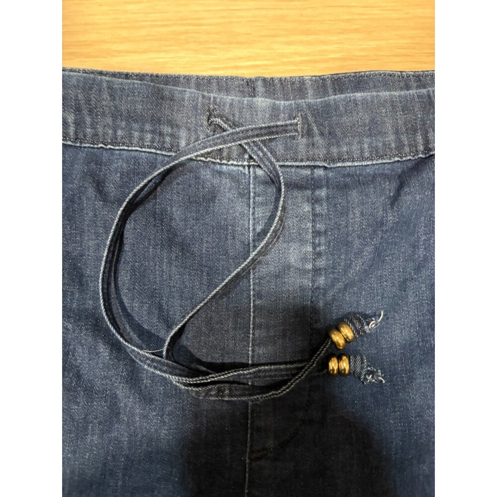 Chico's Women's Wide Leg Denim Jeans Size 2R US 12R Drawstring Dark Wash Blue - Picture 6 of 9